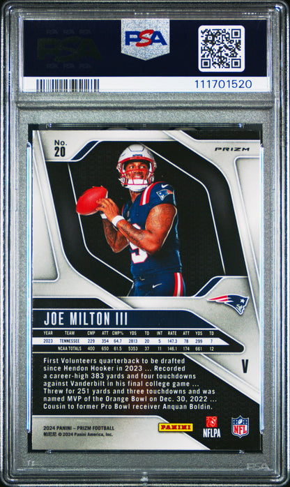 2024 Panini Prizm Rookie Variation #20 Joe Milton Iii PSA 9