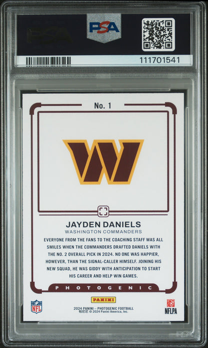 2024 Panini Photogenic Draft Snapshots #1 Jayden Daniels -Silver PSA 9