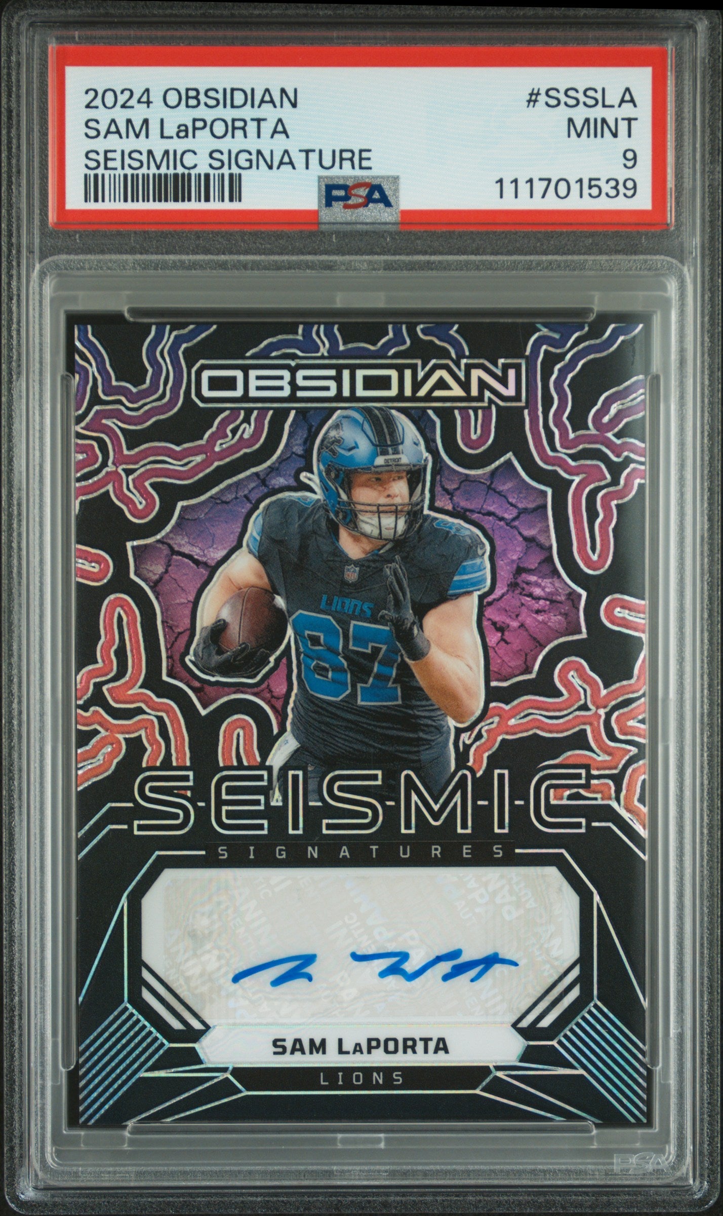 2024 Panini Obsidian Seismic Signatures #SSSLA Sam Laporta PSA 9