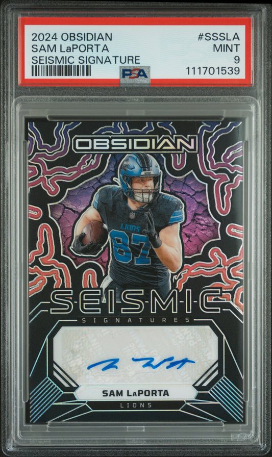 2024 Panini Obsidian Seismic Signatures #SSSLA Sam Laporta PSA 9