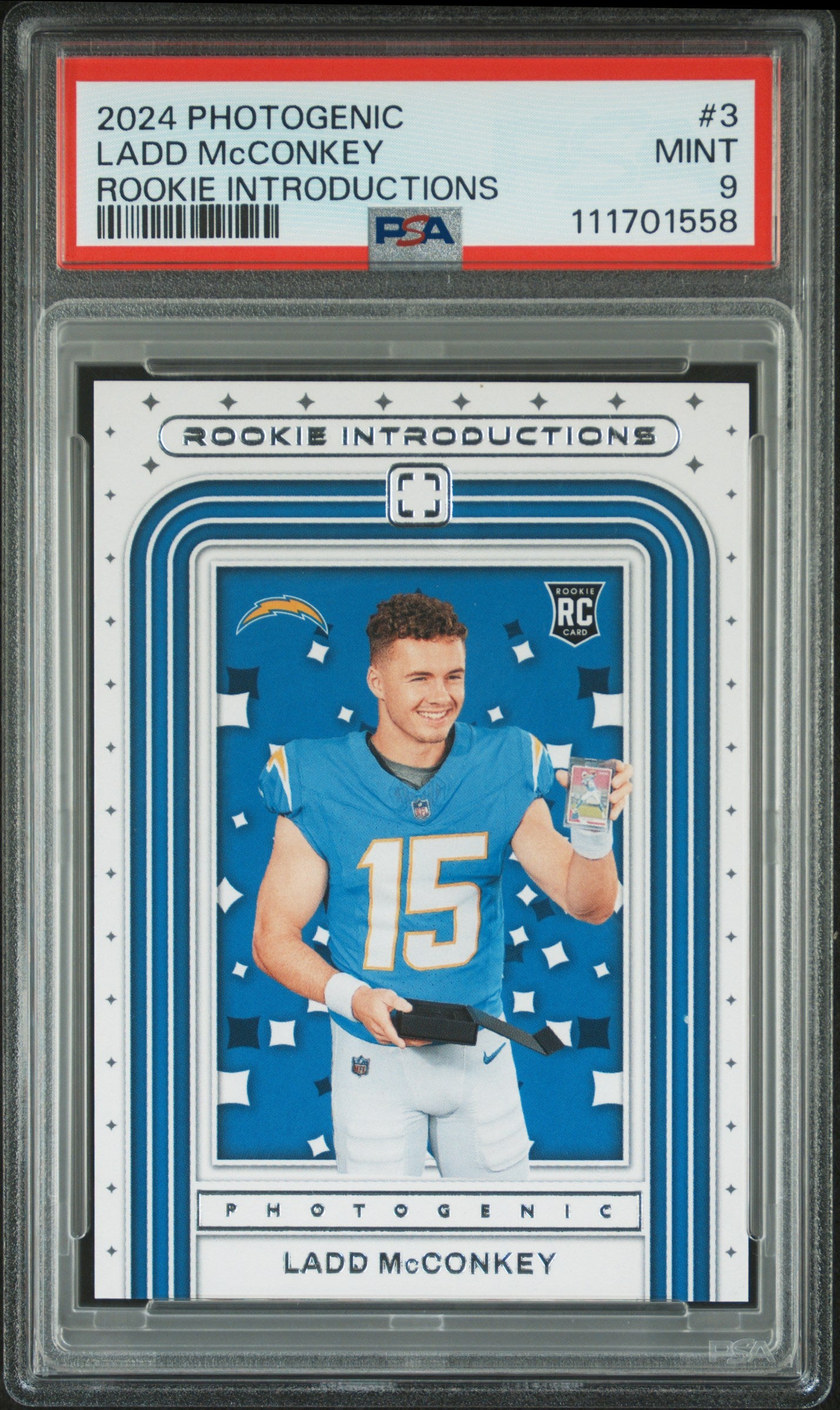 2024 Panini Photogenic Rookie Introductions #3 Ladd Mcconkey PSA 9