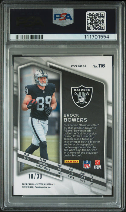 2024 Panini Spectra #116 Brock Bowers Spectris PSA 9