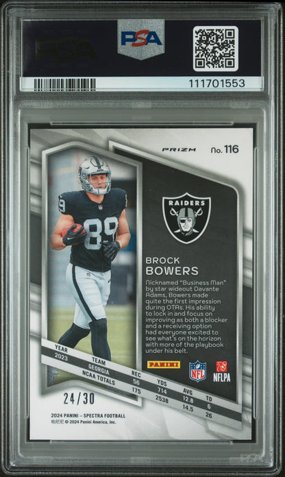 2024 Panini Spectra #116 Brock Bowers Spectris PSA 9