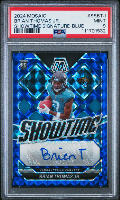 2024 Panini Mosaic Showtime Signatures #SSBTJ Brian Thomas Jr.-Blue PSA 9