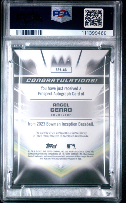 2023 Bowman Inception Autographs #BPAAG Angel Genao Autograph-Gold Foil PSA 9