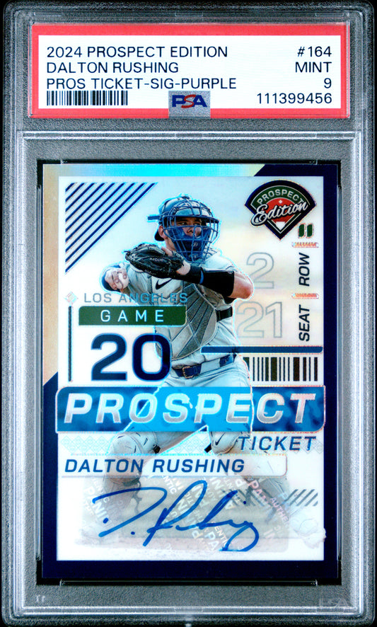 2024 Panini Prospect Edition Prospect Ticket #164 Dalton Rushing Purple PSA 9