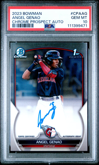 2023 Bowman Chrome Prospect Autographs #CPAAG Angel Genao PSA 10