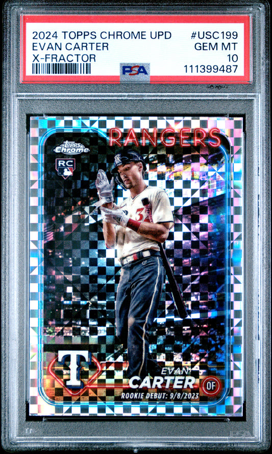 2024 Topps Chrome Update #USC199 Evan Carter X-Fractor PSA 10