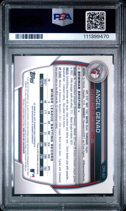 2023 Bowman Chrome Prospect Autographs #CPAAG Angel Genao PSA 9