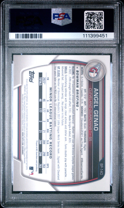 2023 Bowman Paper Prospects #BP140 Angel Genao Paper Prospects-Yellow PSA 9