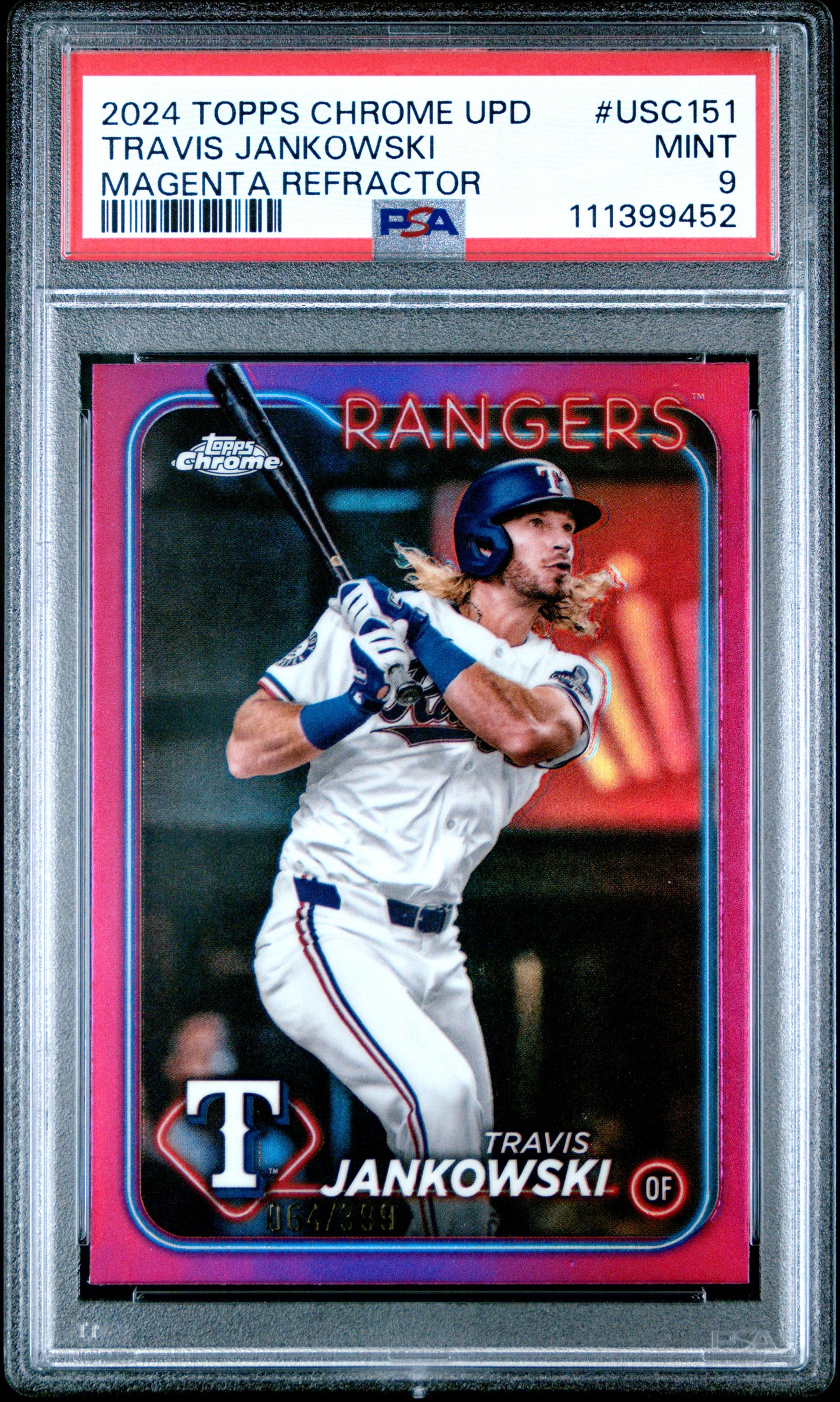 2024 Topps Chrome Update #USC151 Travis Jankowski Magenta Refractor PSA 9