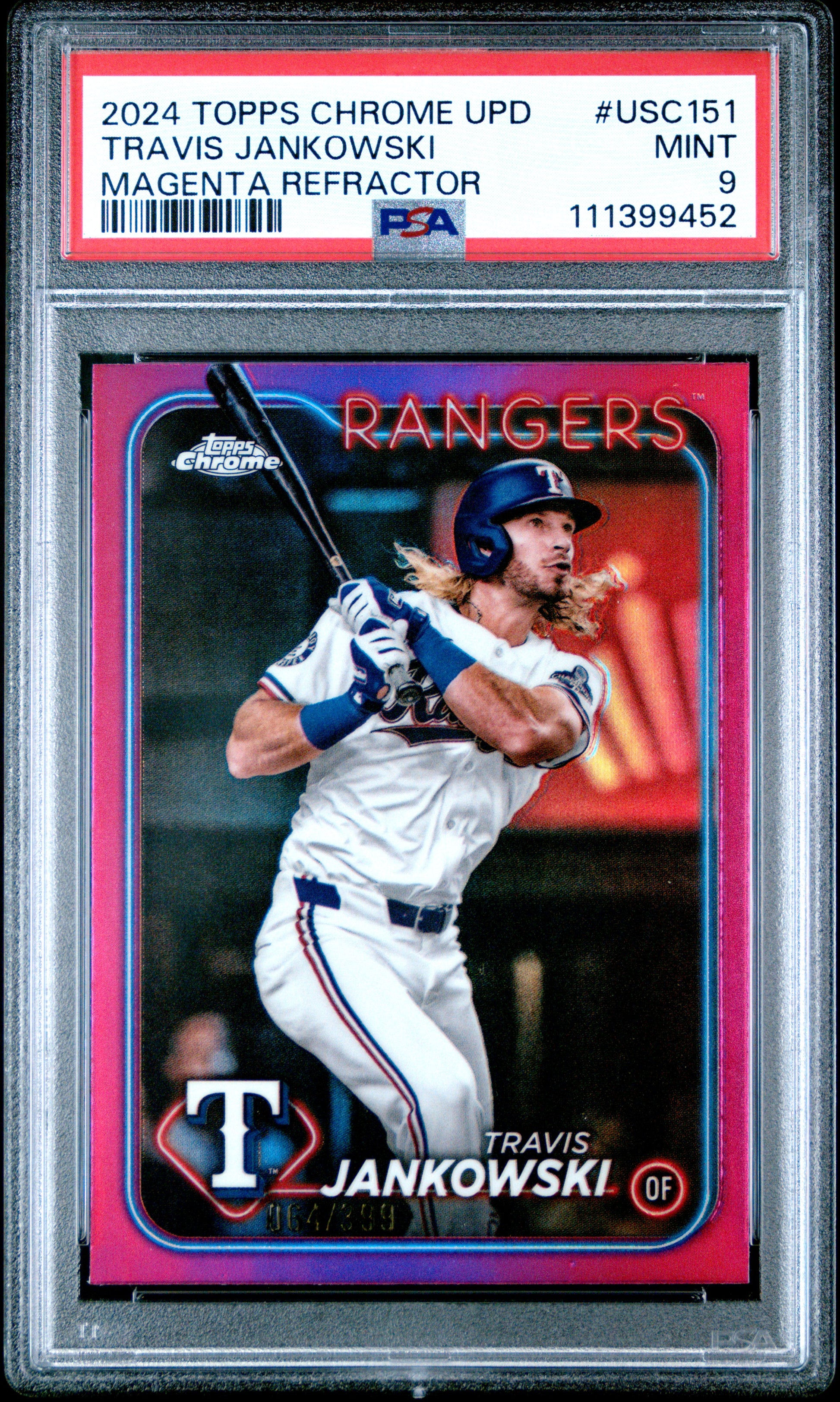 2024 Topps Chrome Update #USC151 Travis Jankowski Magenta Refractor PSA 9