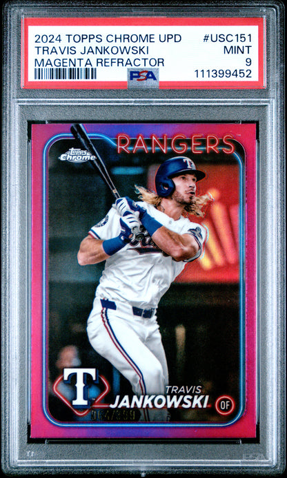 2024 Topps Chrome Update #USC151 Travis Jankowski Magenta Refractor PSA 9
