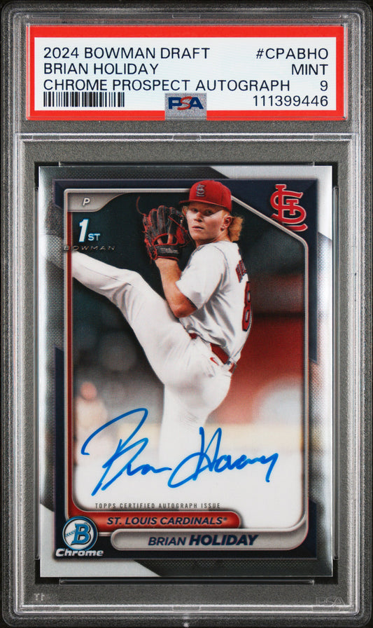 2024 Bowman Draft Chrome Prospect Autographs #CPABHO Brian Holiday PSA 9