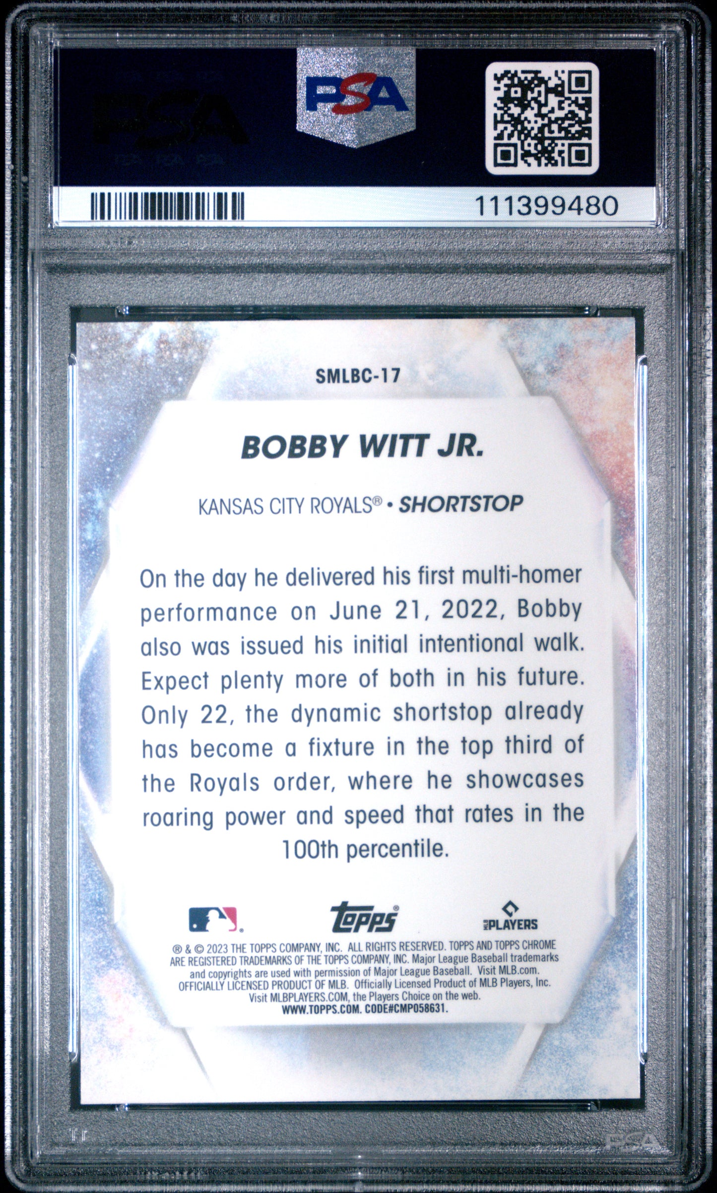 2023 Topps Stars Of The Mlb Chrome #SMLBC17 Bobby Witt Jr. PSA 10