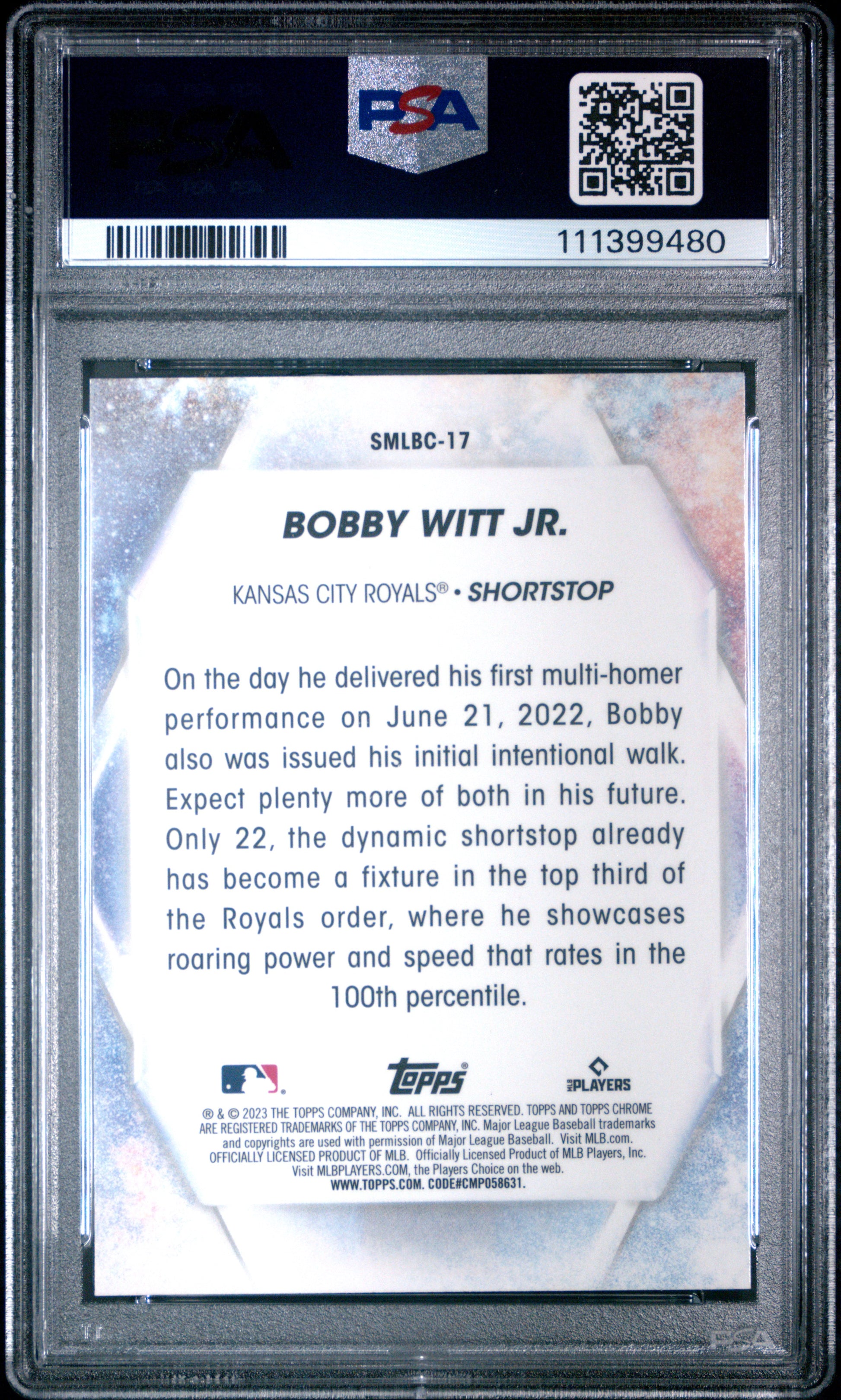 2023 Topps Stars Of The Mlb Chrome #SMLBC17 Bobby Witt Jr. PSA 10