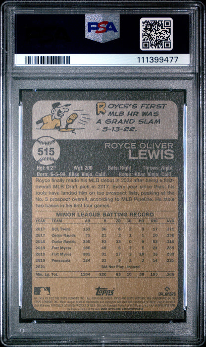 2022 Topps Heritage #515 Royce Lewis Chrome-Hot Box Refractor PSA 10