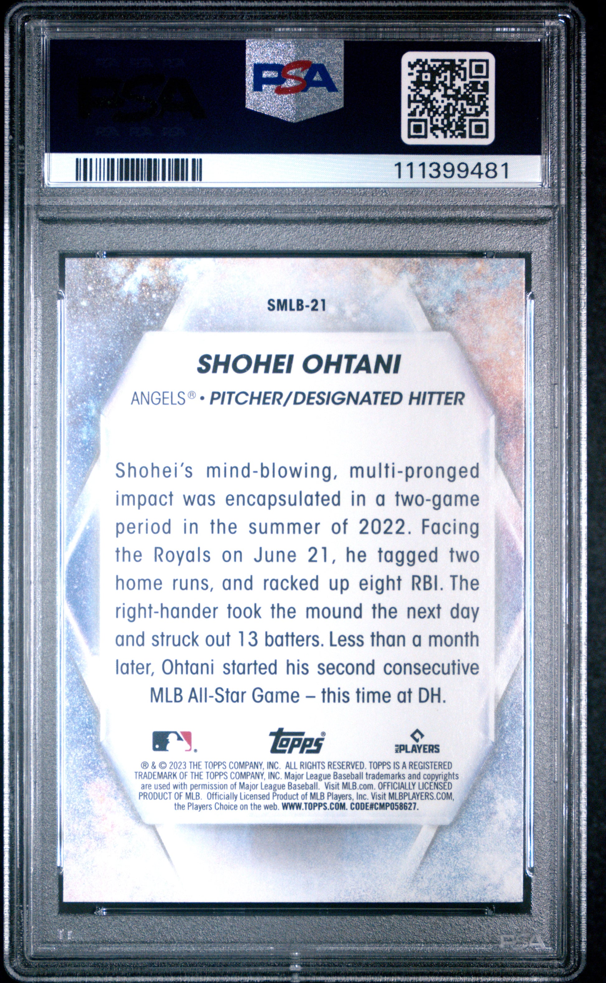 2023 Topps Stars Of Mlb #SMLB21 Shohei Ohtani PSA 9