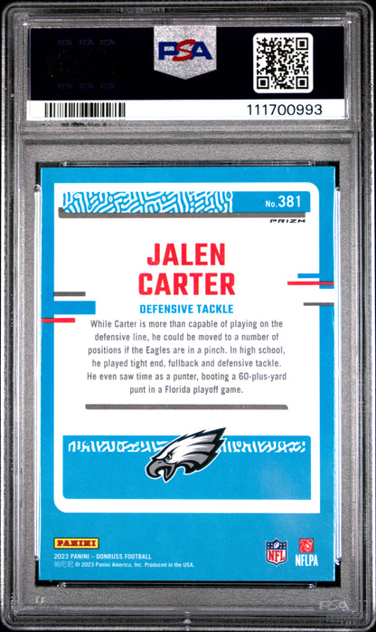 2023 Panini Donruss #381 Jalen Carter Optic Preview-Pink PSA 9