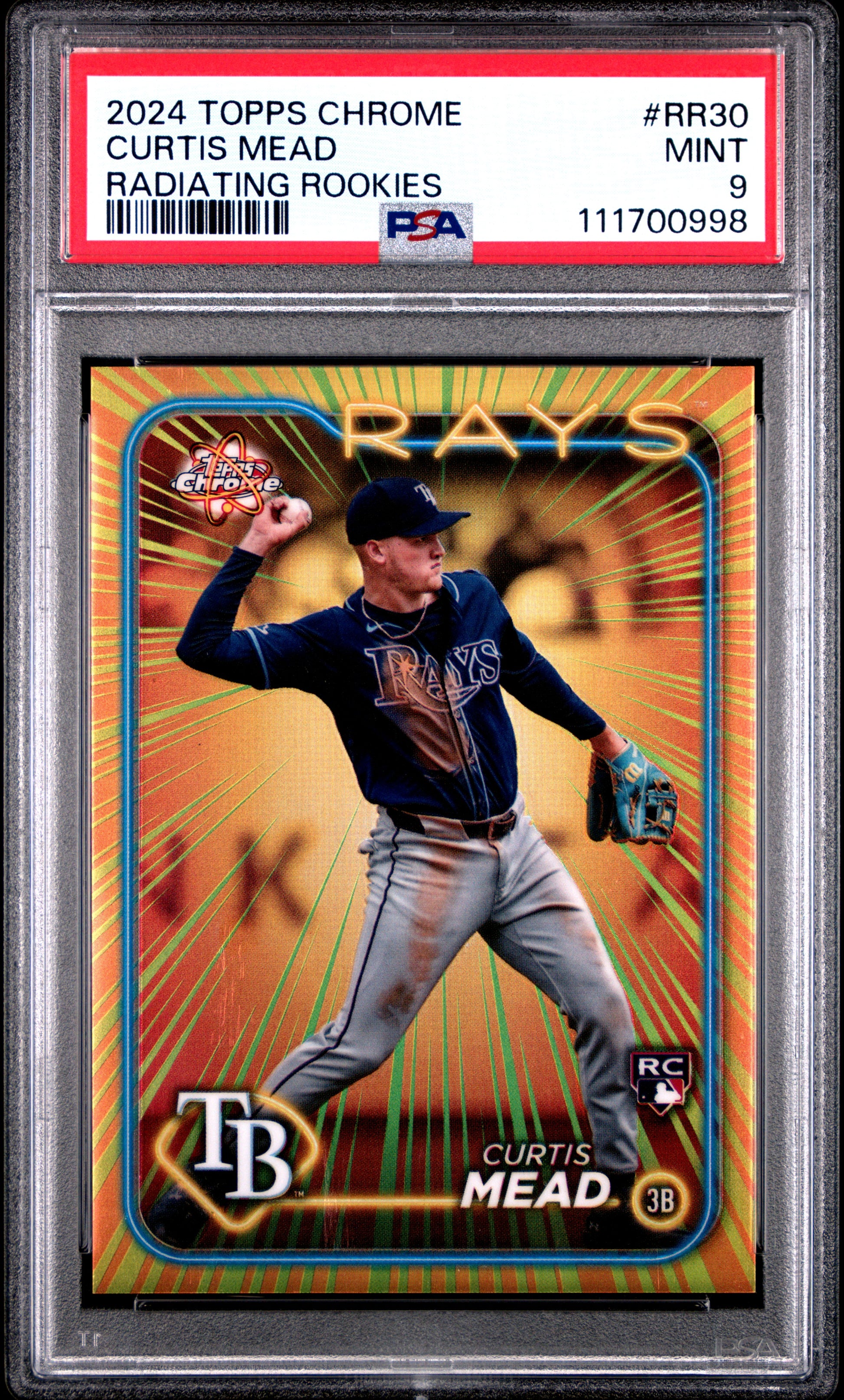 2024 Topps Chrome Radiating Rookies #RR30 Curtis Mead Update PSA 9