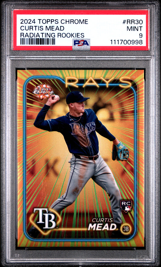 2024 Topps Chrome Radiating Rookies #RR30 Curtis Mead Update PSA 9