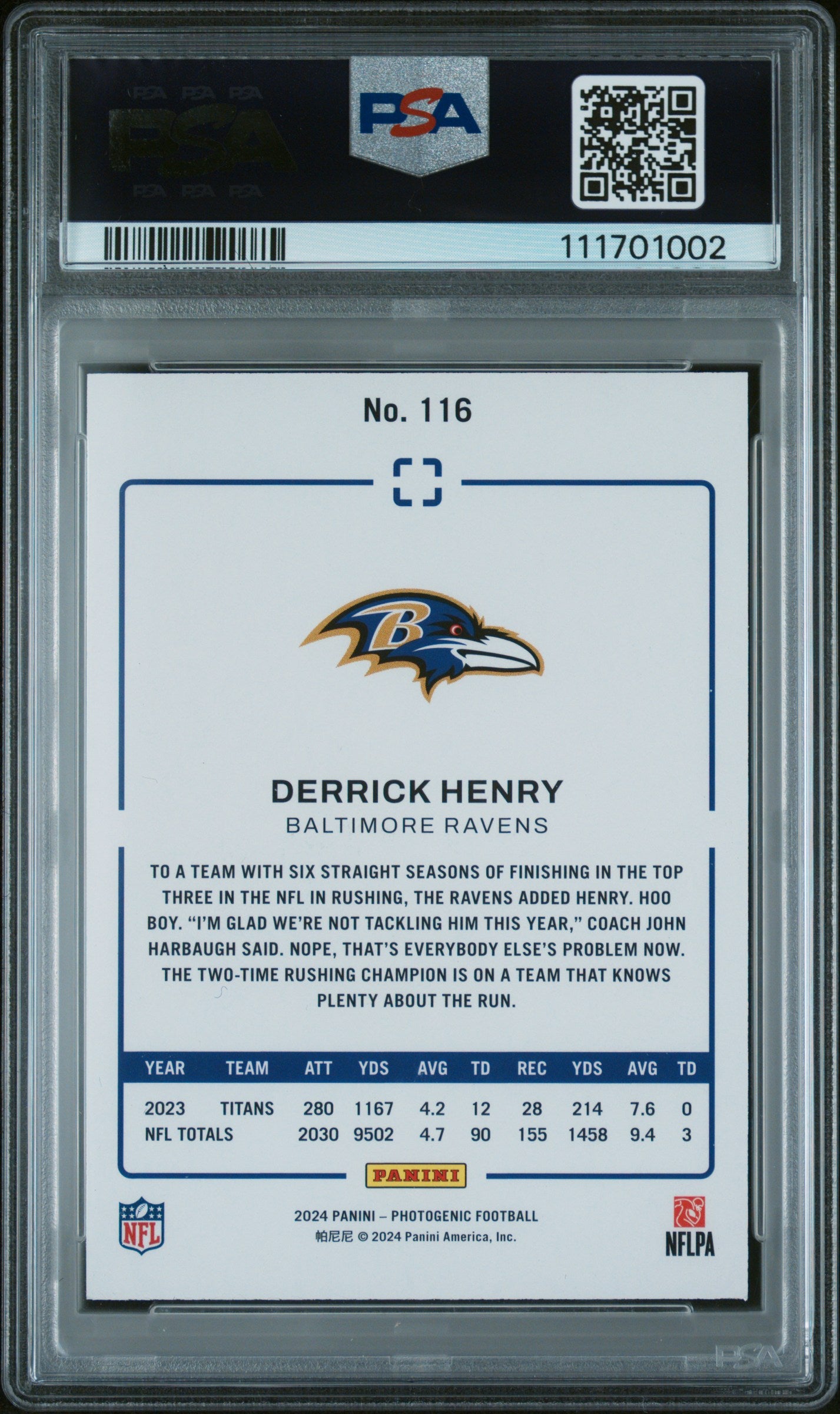 2024 Panini Photogenic #116 Derrick Henry PSA 8