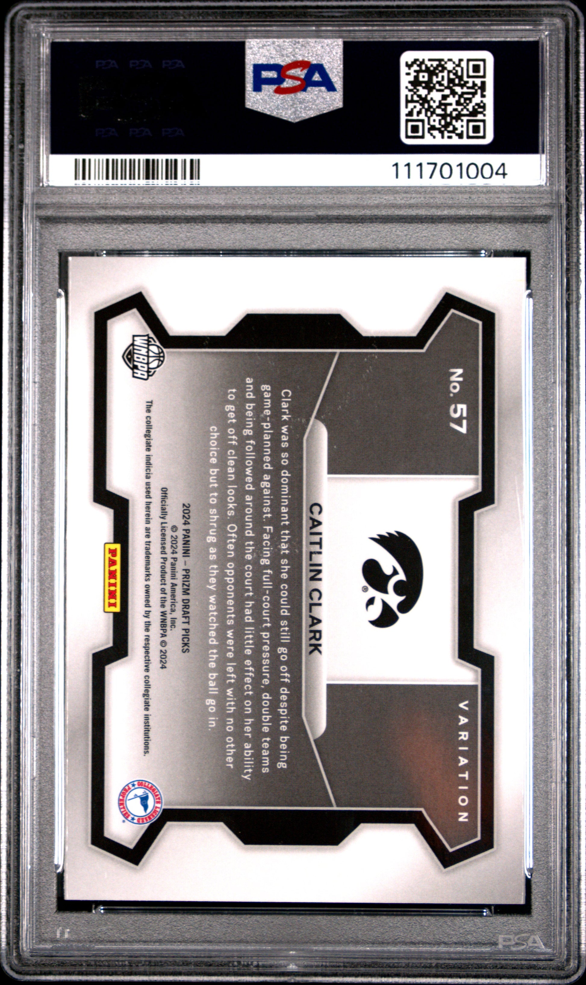 2024 Panini Prizm Draft Picks #57 Caitlin Clark Variation PSA 9