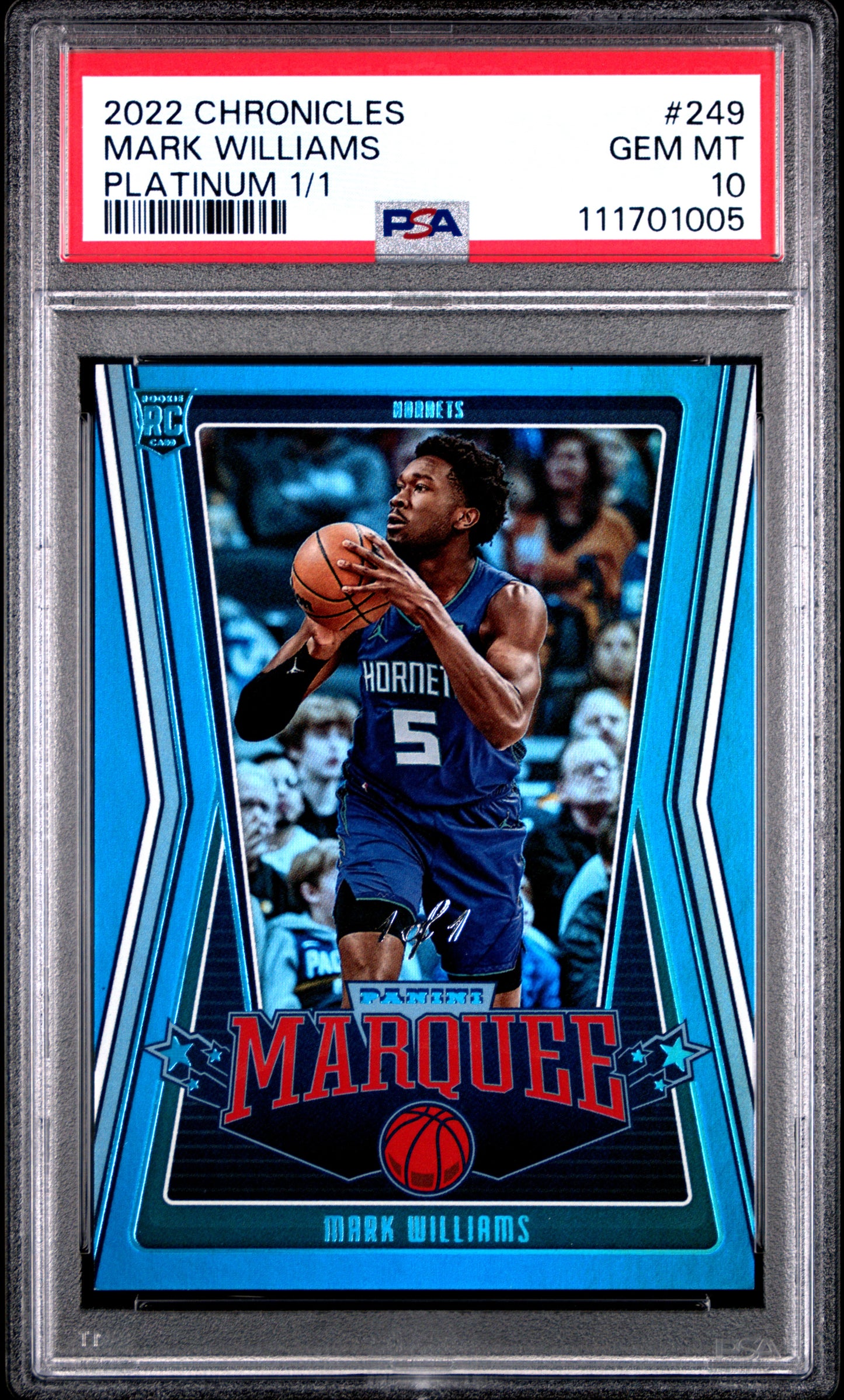 2022 Panini Chronicles #249 Mark Williams Platinum 1/1 PSA 10