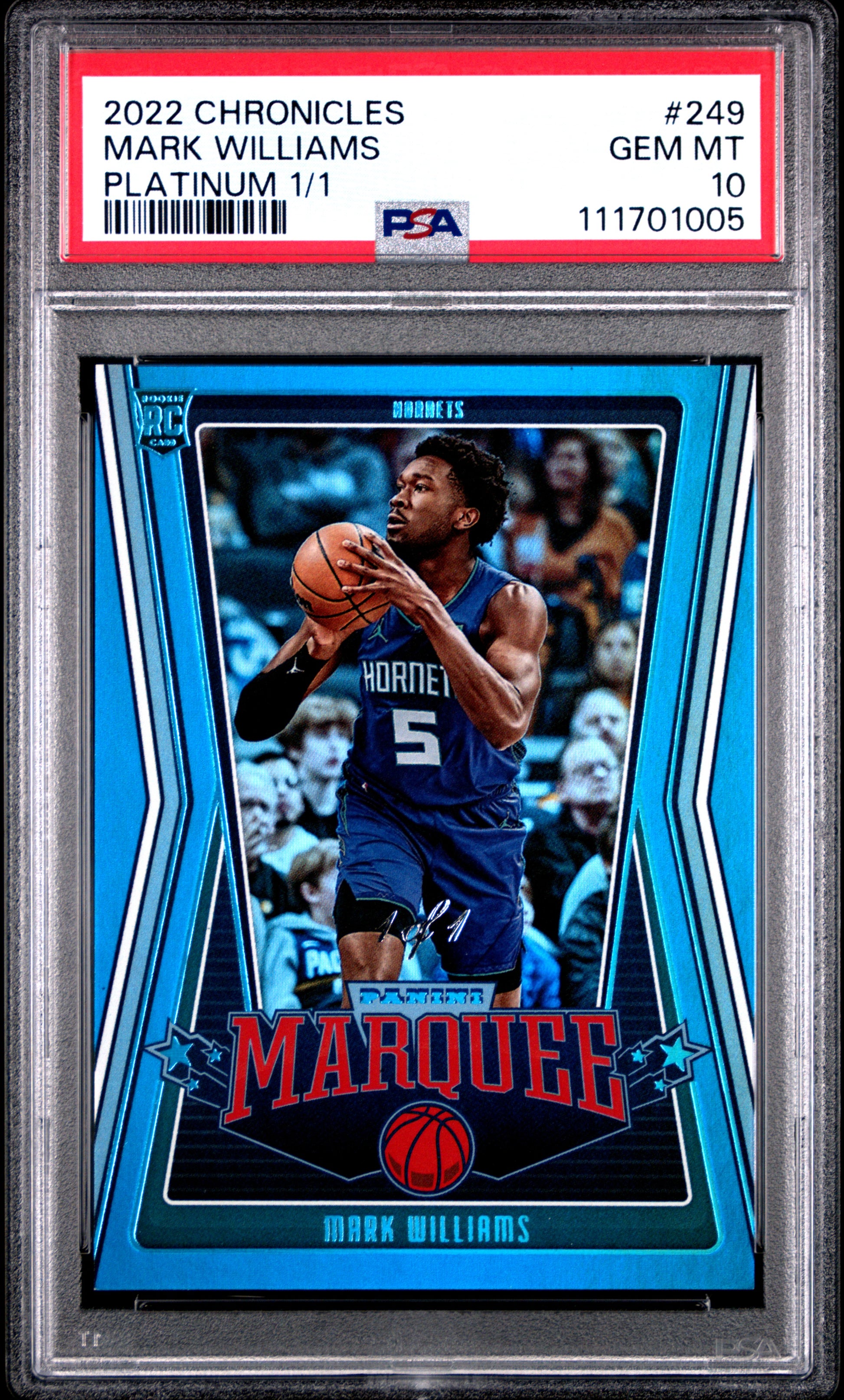 2022 Panini Chronicles #249 Mark Williams Platinum 1/1 PSA 10