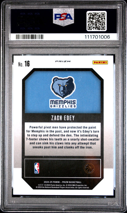 2024 Panini Prizm Emergent #16 Zach Edey Emergent-Silver Prizm PSA 10