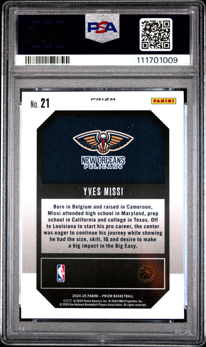 2024 Panini Prizm Emergent #21 Yves Missi Emergent-Green Prizm PSA 10