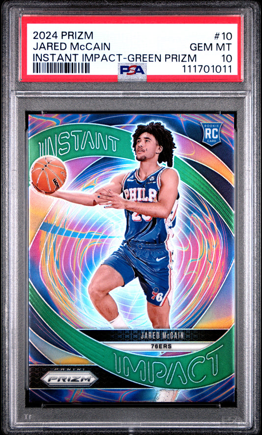 2024 Panini Prizm Instant Impact #10 Jared Mccain-Green Prizm PSA 10