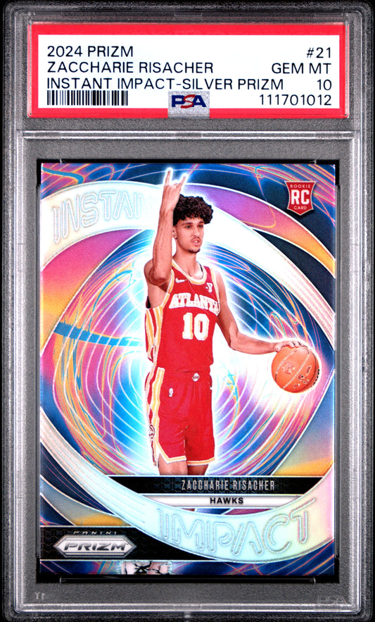 2024 Panini Prizm  #21 Zaccharie Risacher Instant Impact-Silver Prizm PSA 10