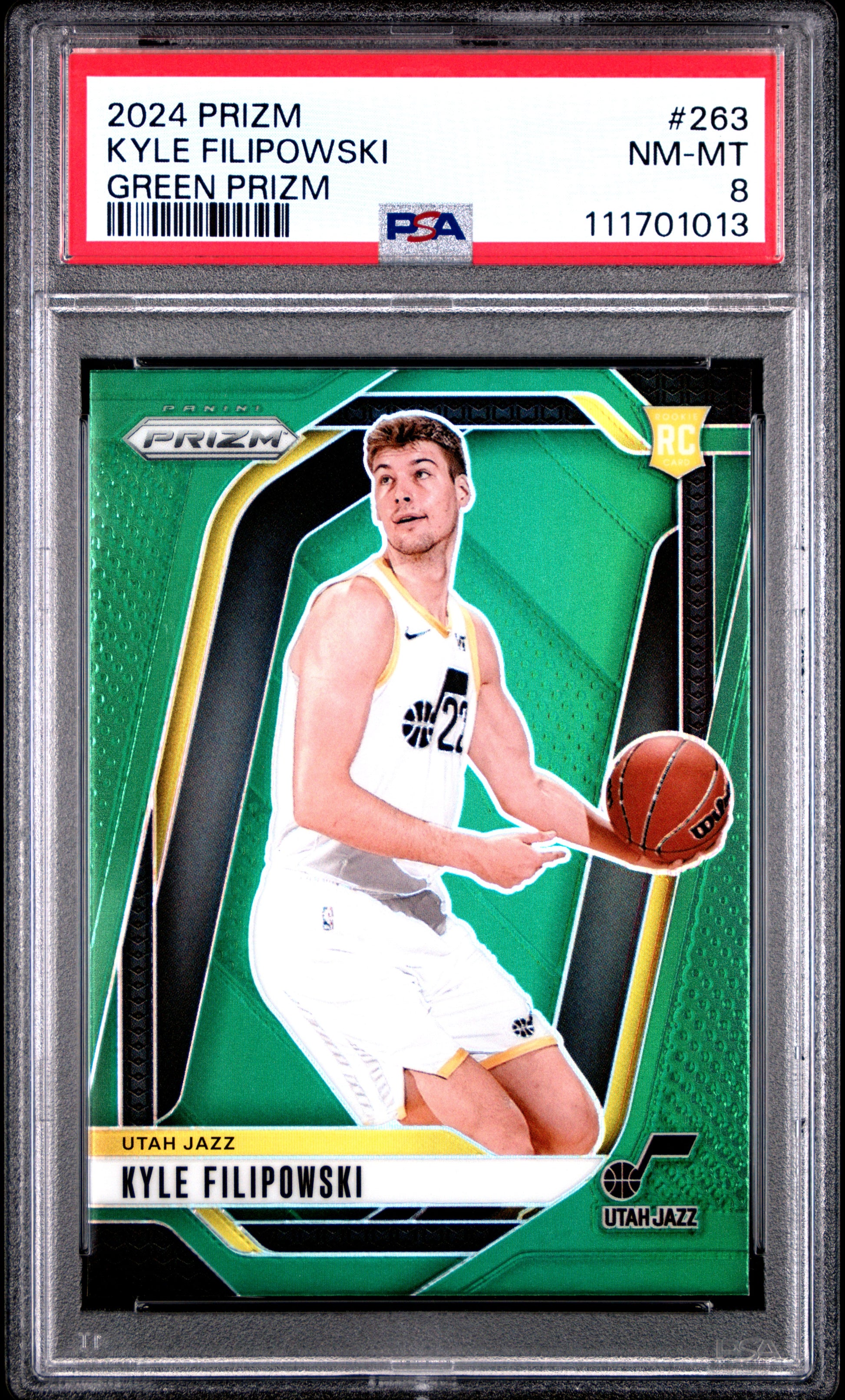 2024 Panini Prizm #263 Kyle Filipowski Green Prizm PSA 8