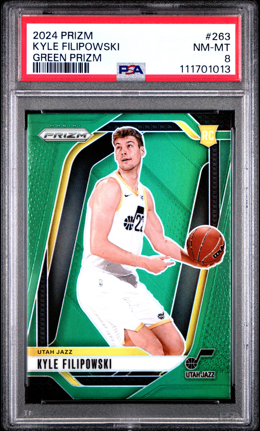 2024 Panini Prizm #263 Kyle Filipowski Green Prizm PSA 8