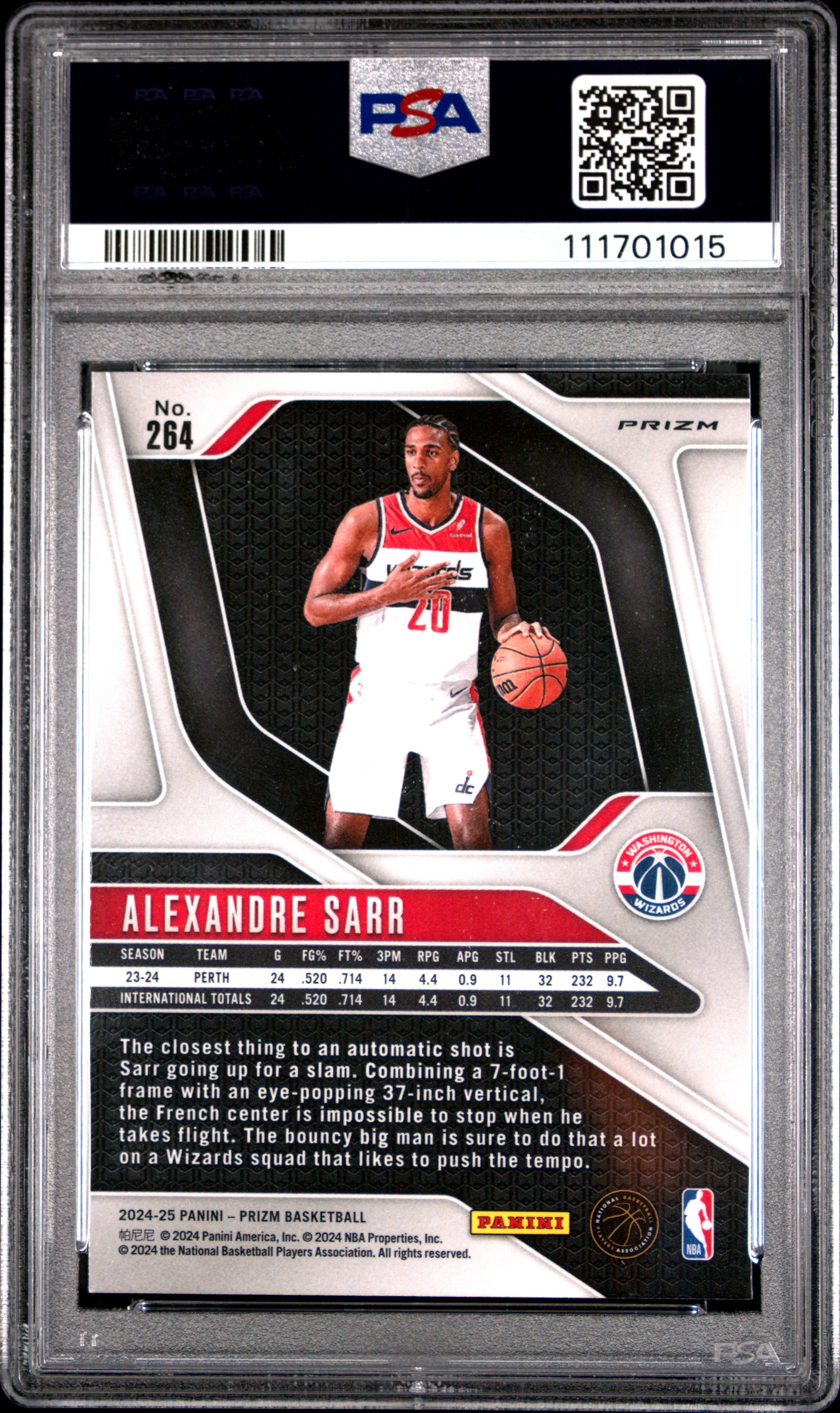 2024 Panini Prizm #264 Alexandre Sarr Green Prizm PSA 8