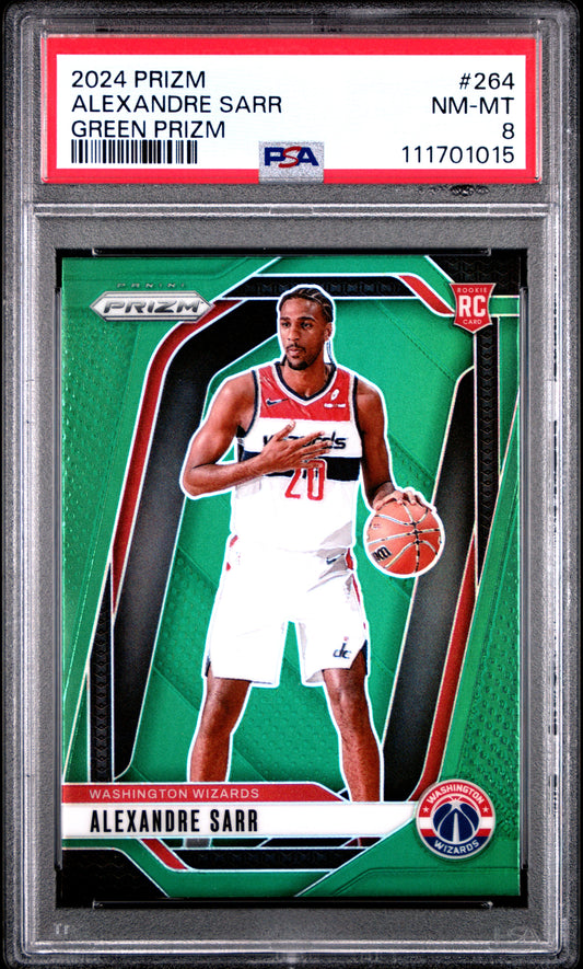 2024 Panini Prizm #264 Alexandre Sarr Green Prizm PSA 8