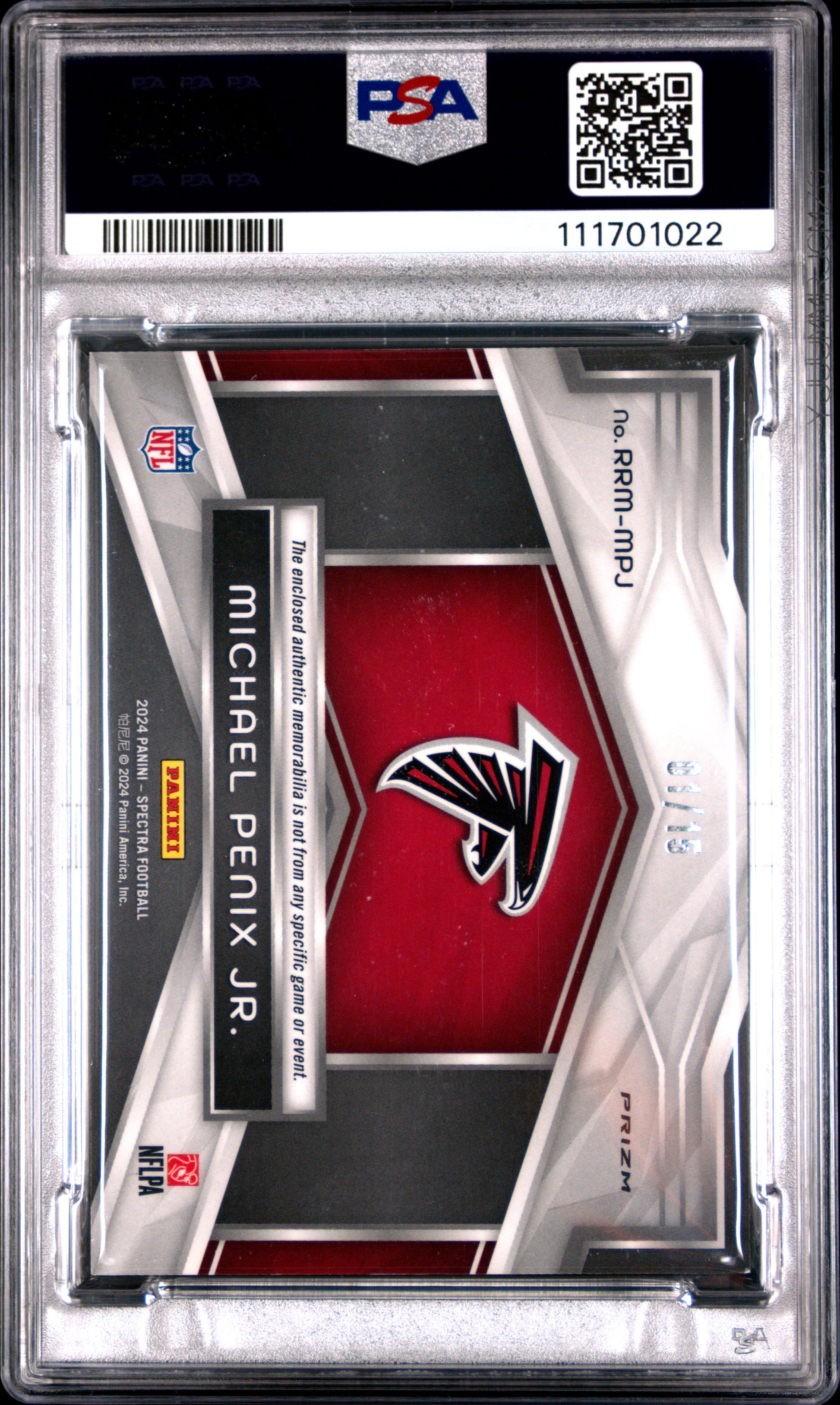 2024 Panini Spectra #RRMMPJ Michael Penix Jr. Rising Rookie Mat/15 Pink PSA 9