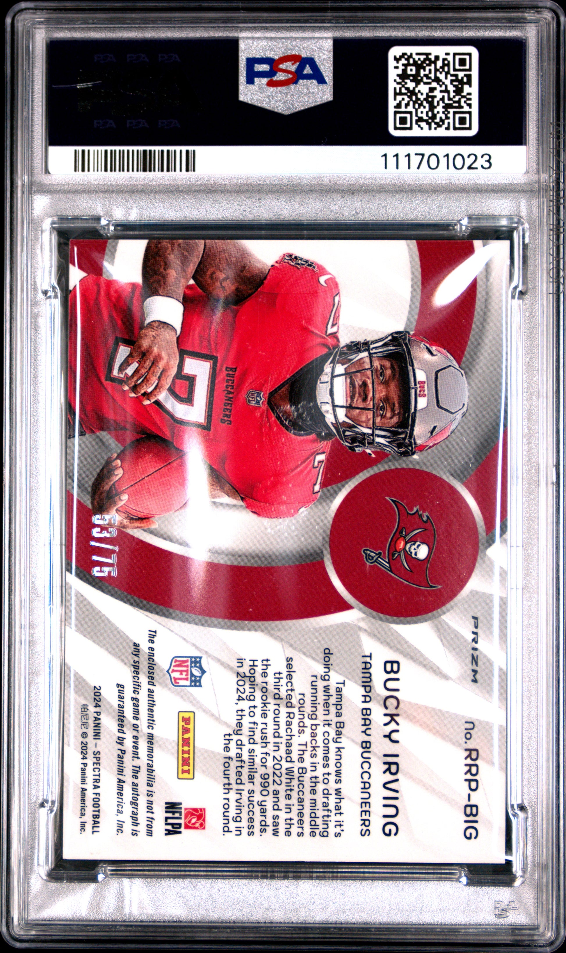 2024 Panini Spectra Radiant RPA  #RRPBIG Bucky Irving /75 PSA 9