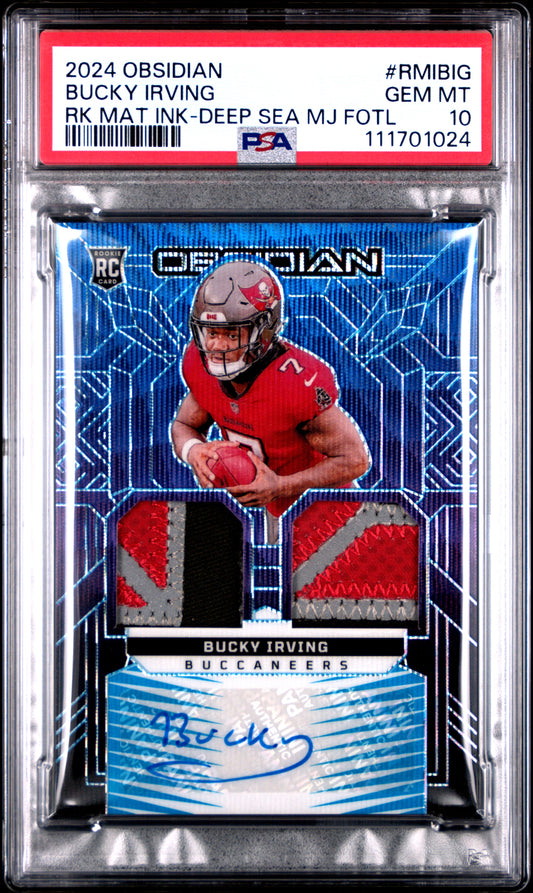 2024 Panini Obsidian RPA #RMIBIG Bucky Irving Deep Sea/49 Fotl PSA 10