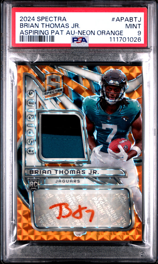 2024 Panini Spectra RPA #APABTJ Brian Thomas Jr. Orange PSA 9