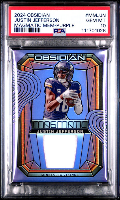 2024 Panini Obsidian Memorabilia #MMJJN Justin Jefferson-Purple/49  PSA 10