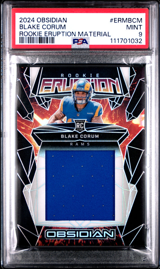 2024 Panini Obsidian Rookie Eruption Materials #ERMBCM Blake Corum PSA 9
