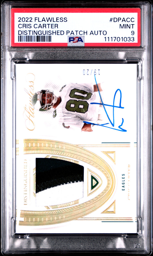 2022 Panini Flawless Distinguished Patch Autographs #DPACC Cris Carter PSA 9