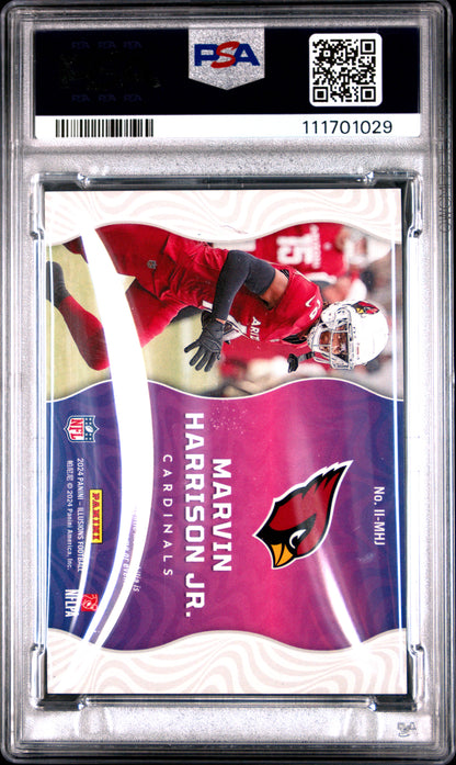 2024 Panini Illusions #IIMHJ Marvin Harrison Jr. Instant Impact Relic-Red PSA 9
