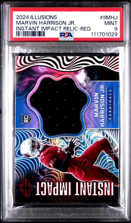 2024 Panini Illusions #IIMHJ Marvin Harrison Jr. Instant Impact Relic-Red PSA 9