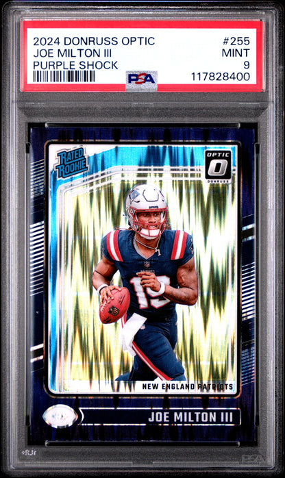 2024 Panini Donruss Optic #255 Joe Milton Iii Purple Shock PSA 9
