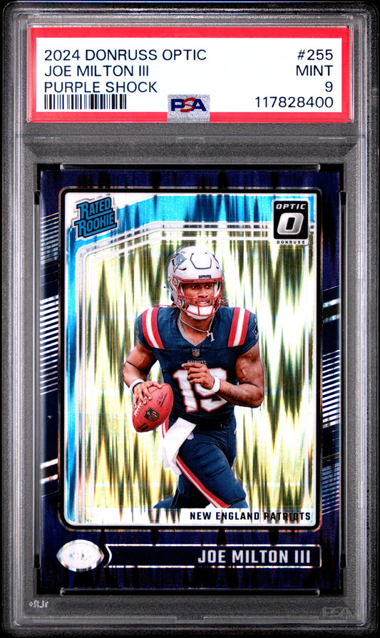 2024 Panini Donruss Optic #255 Joe Milton Iii Purple Shock PSA 9