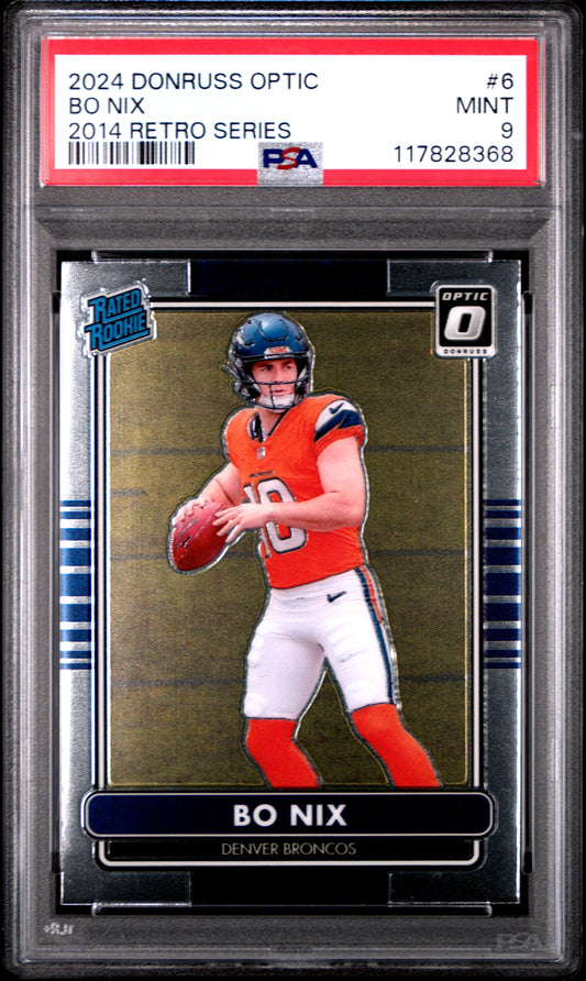 2024 Panini Donruss Optic 2014 Retro Series #6 Bo Nix PSA 9