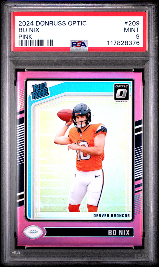 2024 Panini Donruss Optic #209 Bo Nix Pink PSA 9